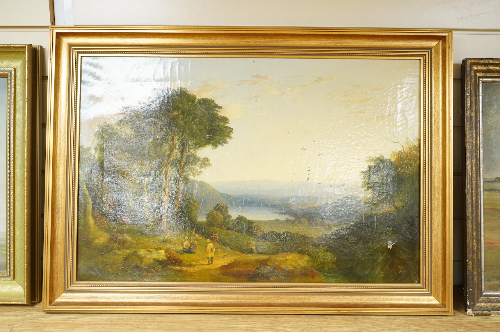 19th century, English School, Pastoral landscape, unsigned, oil on canvas, 45 x 68cm